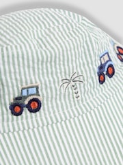 JoJo Maman Bébé Khaki Green Tractor Reversible Sun Hat - Image 2 of 3