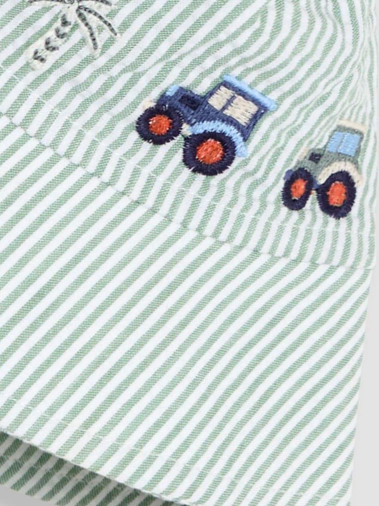 JoJo Maman Bébé Khaki Green Tractor Reversible Sun Hat - Image 3 of 3 JoJo Maman Bébé Khaki Green Tractor Reversible Sun Hat - Image 3 of 3