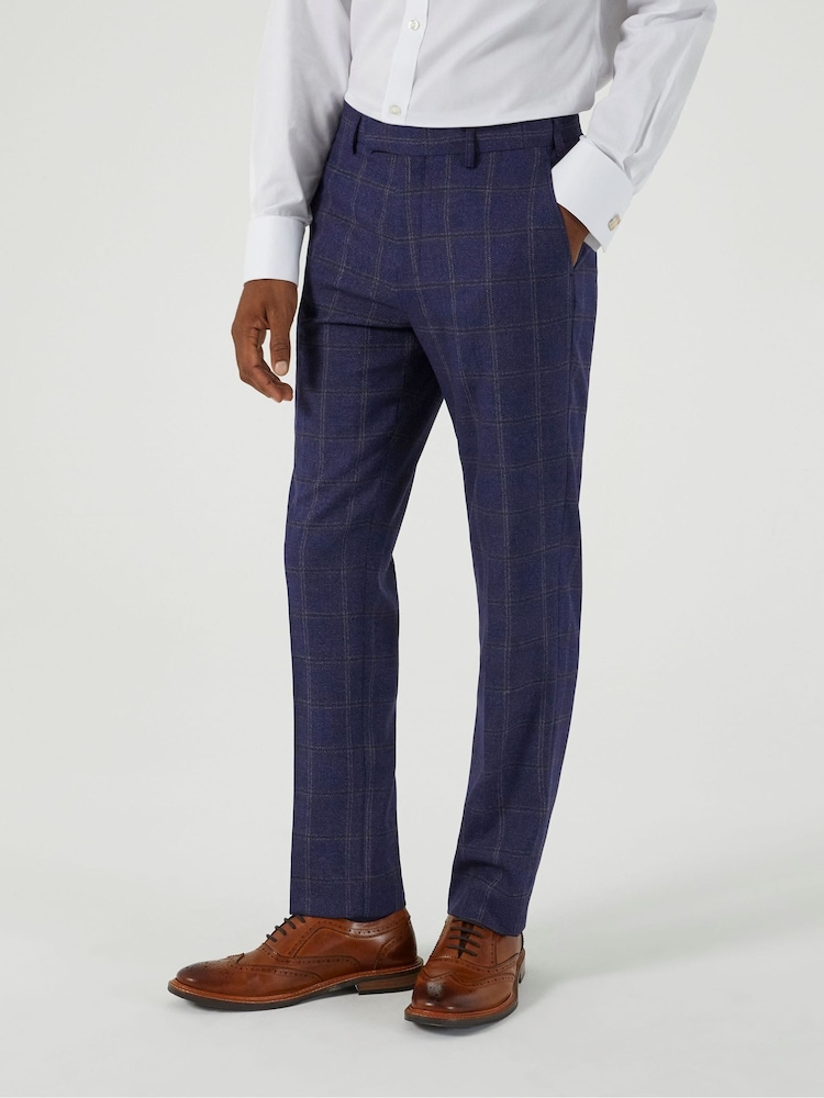 Skopes Blue Barron Check Tailored Fit Suit Trousers - Image 1 of 4