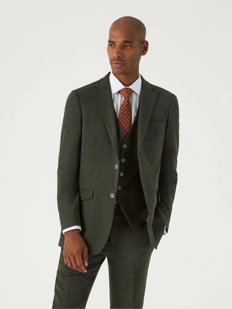 Skopes Green Jude Herringbone Tailored Fit Suit Jacket - Image 1 of 4 Skopes Green Jude Herringbone Tailored Fit Suit Jacket - Image 1 of 4
