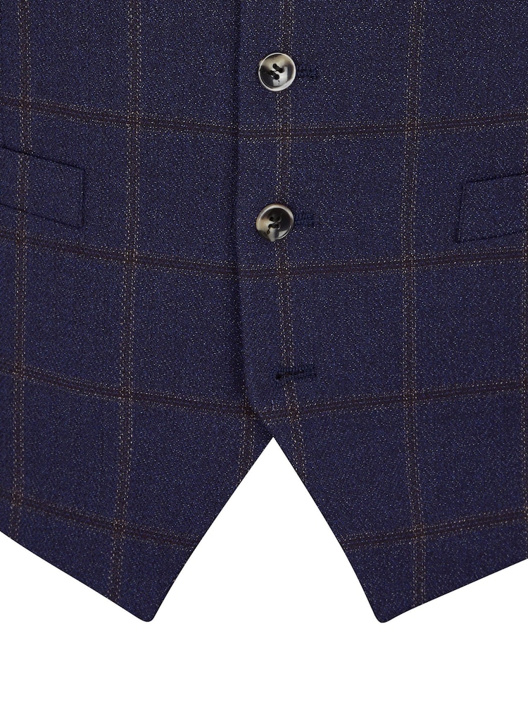 Skopes Blue Barron Check Single Breasted Suit Waistcoat - Image 4 of 4