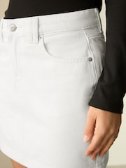 White 100% Cotton Micro Mini Denim Skirt - Image 4 of 8