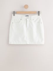 White 100% Cotton Micro Mini Denim Skirt - Image 6 of 8