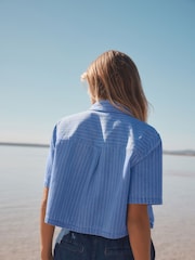 Stripe 100% Cotton Short Sleeve Denim Shirt - Image 3 of 8