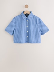 Stripe 100% Cotton Short Sleeve Denim Shirt - Image 6 of 8