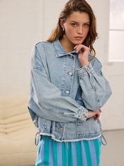 Bleach Oversized Denim 100% Cotton Jacket - Image 3 of 9