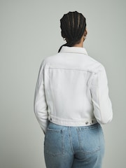 Weiß - Denim-Trucker-Jacke für größere Oberweite aus 100 % Baumwolle - Image 2 of 6