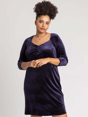 Roman Blue Curve Sweetheart Neck Velvet Dress - Image 2 of 4