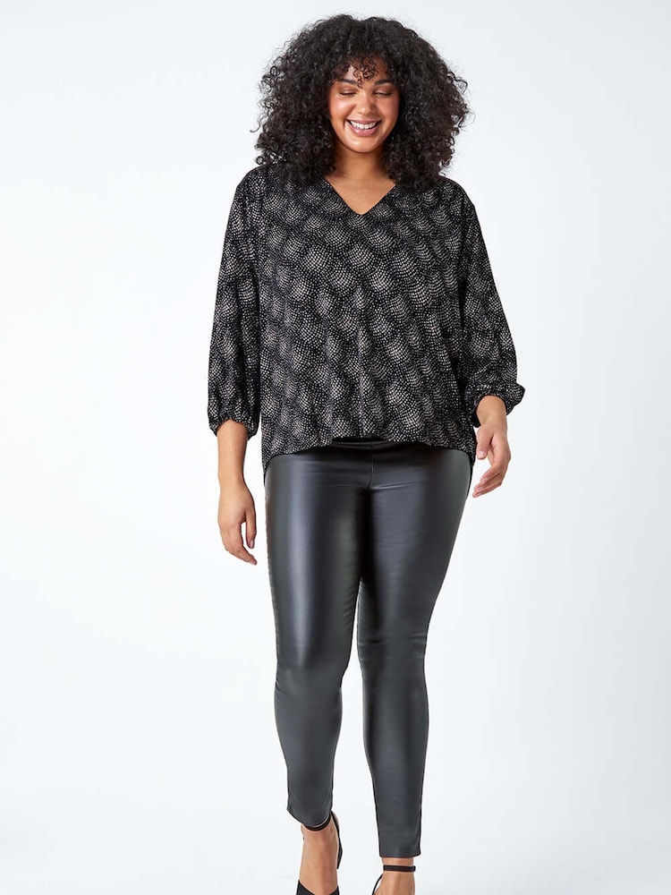 Roman Pink Curve Glitter Sparkle Tunic Top - Image 2 of 5