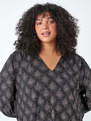 Roman Pink Curve Glitter Sparkle Tunic Top - Image 4 of 5