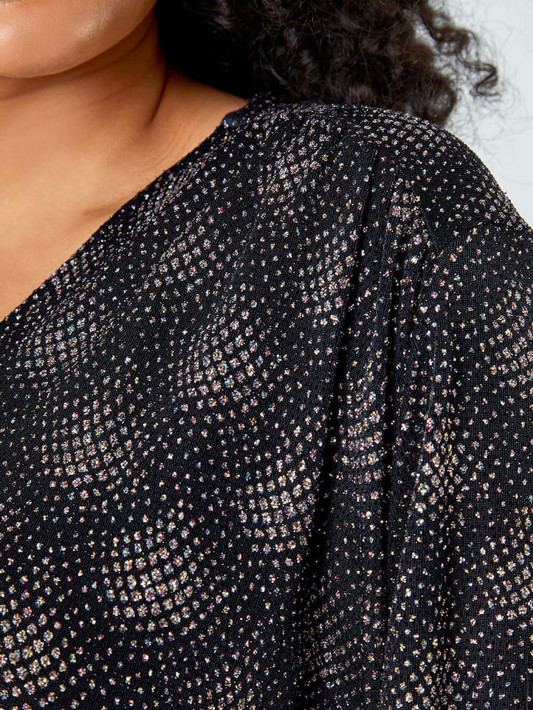 Roman Pink Curve Glitter Sparkle Tunic Top - Image 5 of 5