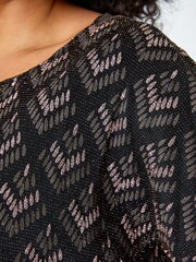 Roman Brown Curve Glitter Embellished Contrast Shift Dress - Image 6 of 6