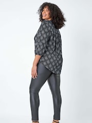 Roman Metallic Curve Glitter Sparkle Tunic Top - Image 3 of 5