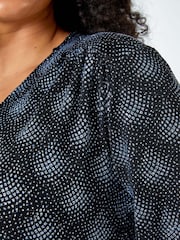Roman Metallic Curve Glitter Sparkle Tunic Top - Image 5 of 5