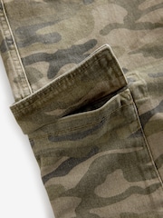 Camo Print Longline Jort Denim Shorts - Image 3 of 4