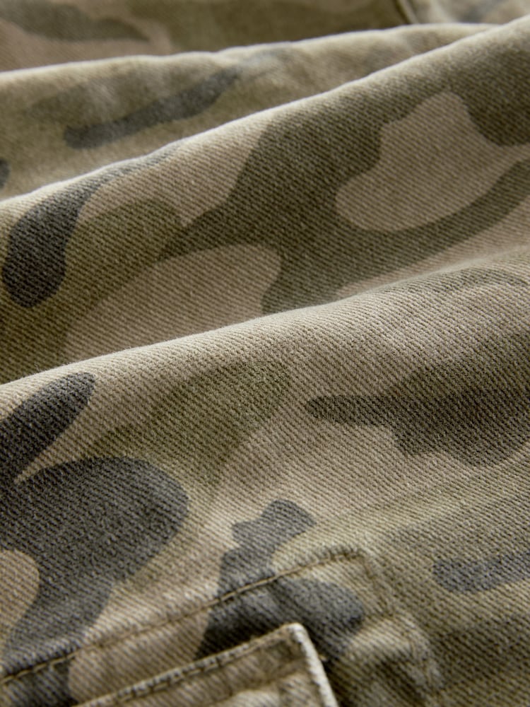 Camo Print Longline Jort Denim Shorts - Image 4 of 4