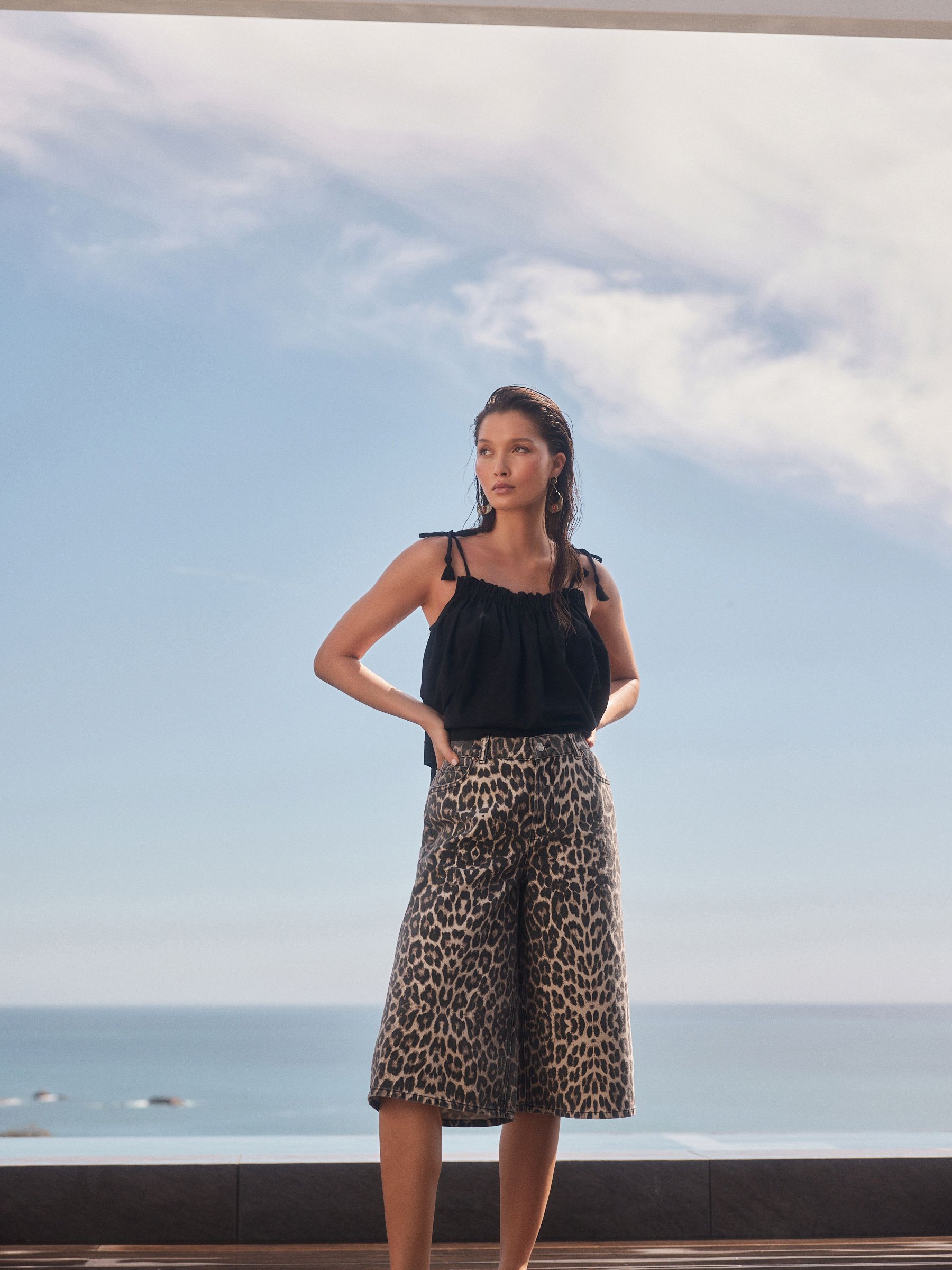Buy Leopard Print Longline Jort Denim Shorts from Next USA