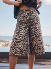 Imprimeu leopard - Pantaloni scurți Jort Denim lungi - Image 3 of 5