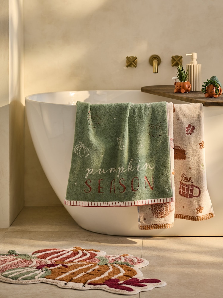 Set of 2 Pumpkin Season 100% Cotton Hand Towels - Bild 2 von 10