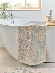 Sage Green Floral Print 100% Cotton Towel - Image 3 of 5