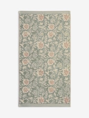 Sage Green Floral Print 100% Cotton Towel - Image 4 of 5