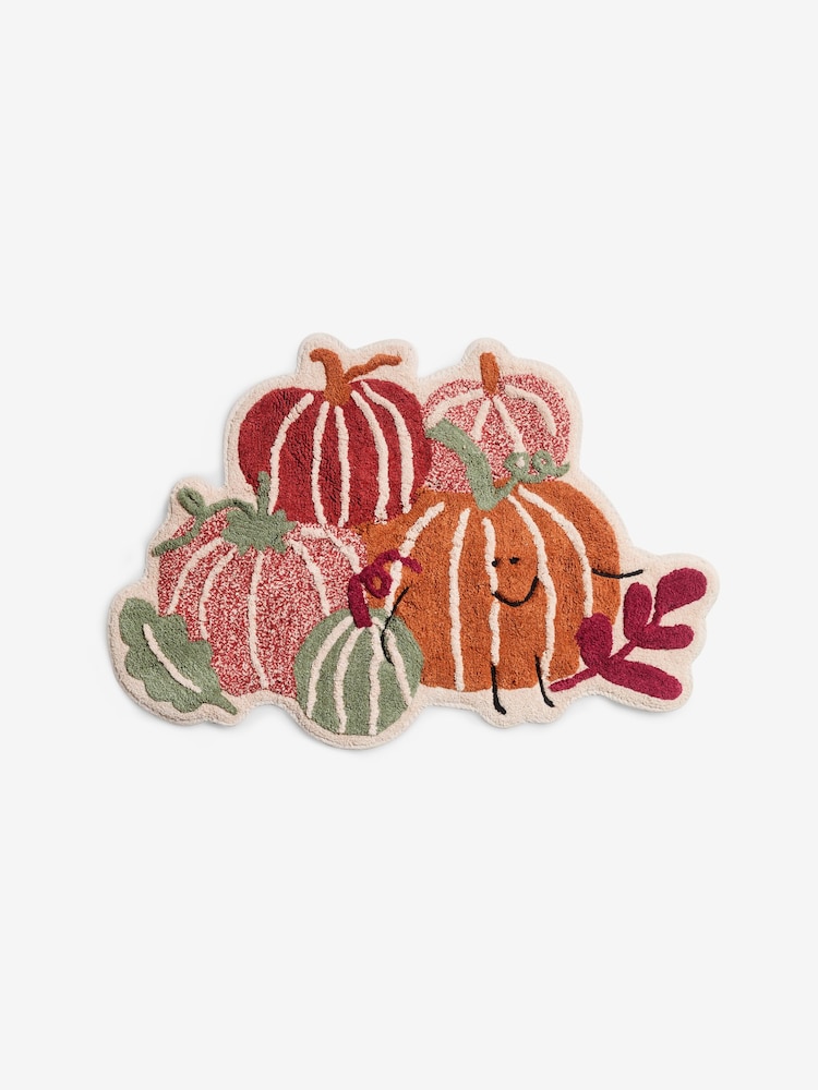 Orange Autumn Pumpkin 100% Cotton Bath Mat - Image 4 of 4