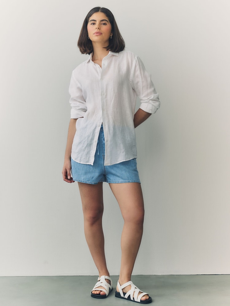 Mid Blue Pull-On Elasticated Denim Shorts - Image 2 of 9