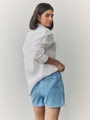 Mid Blue Pull-On Elasticated Denim Shorts - Image 5 of 9