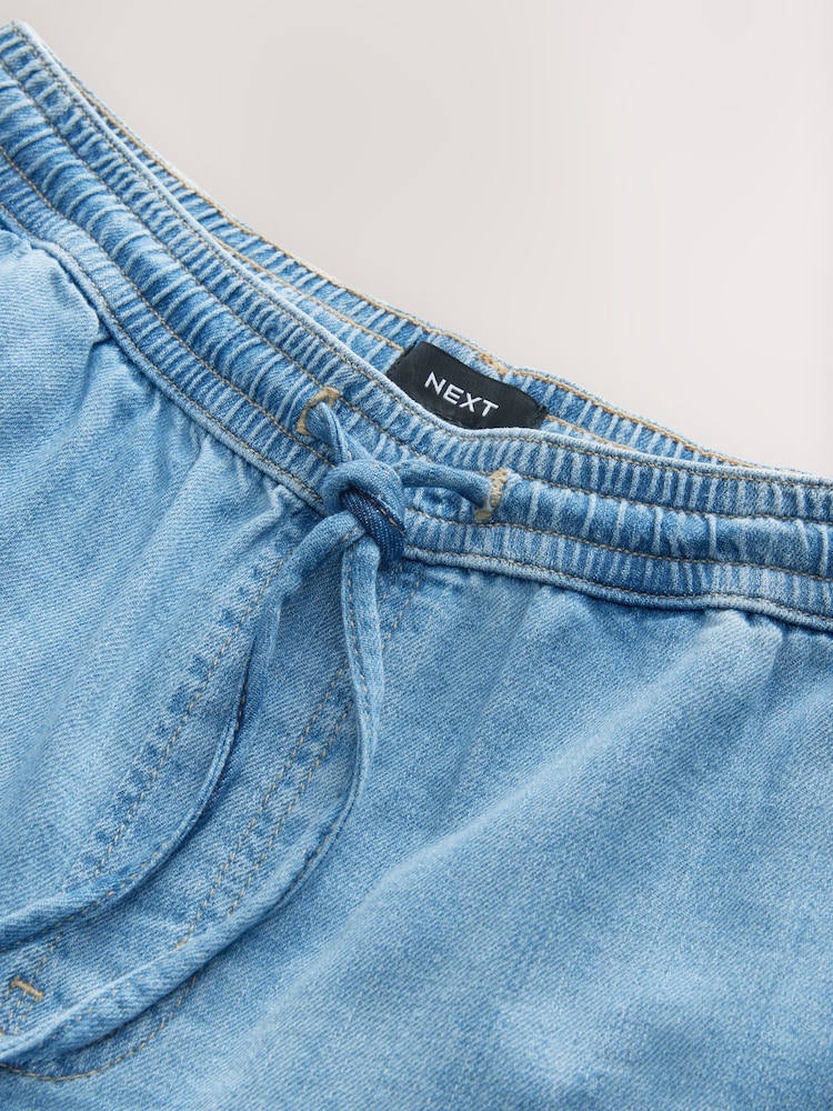 Mid Blue Pull-On Elasticated Denim Shorts - Image 9 of 9