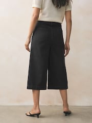 Black Pleated Front Denim Longline Shorts - Image 3 of 7