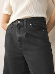 Black Pleated Front Denim Longline Shorts - Image 4 of 7