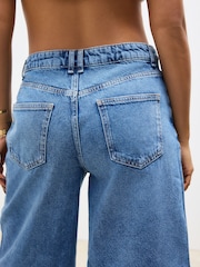 Dark Blue Longline Jort Denim Shorts - Image 4 of 7