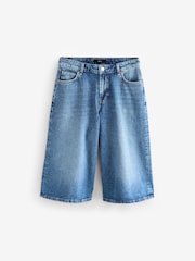 Dark Blue Longline Jort Denim Shorts - Image 5 of 7
