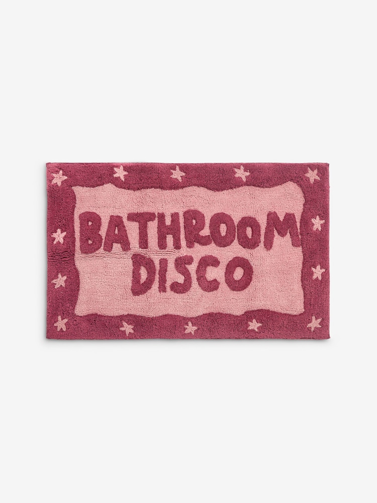 Pink Bathroom Disco Bath 100% Cotton Mat - Image 1 of 2