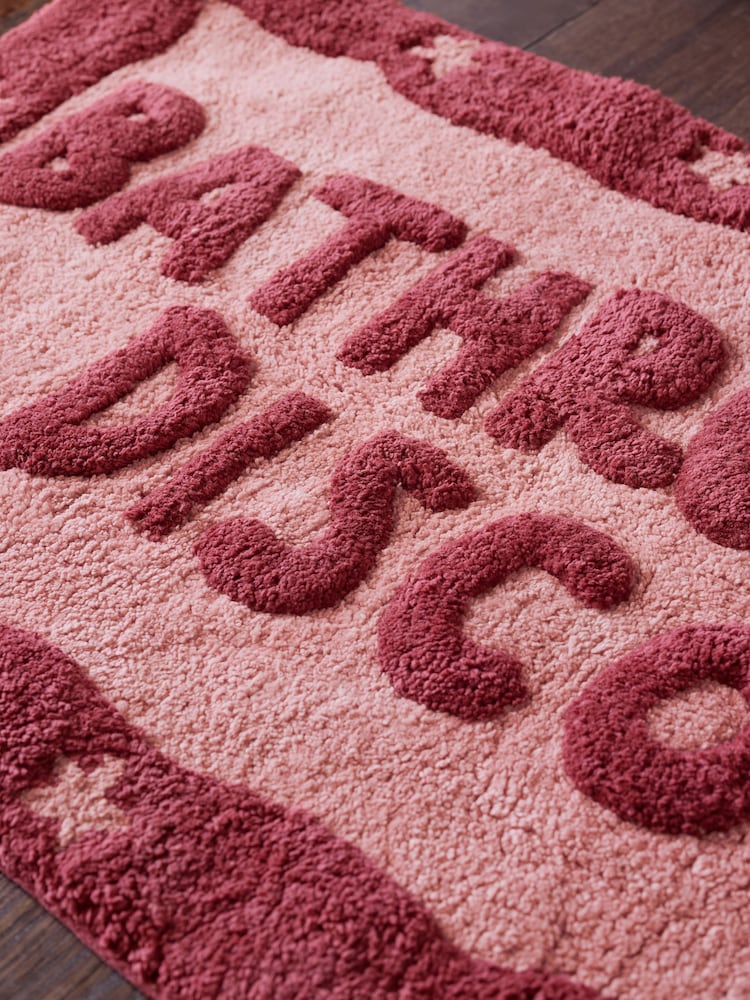 Pink Bathroom Disco Bath 100% Cotton Mat - Image 2 of 2