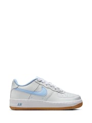 Nike Grey Pyschic Blue Youth Air Force 1 LV8 Trainers - Image 1 of 9