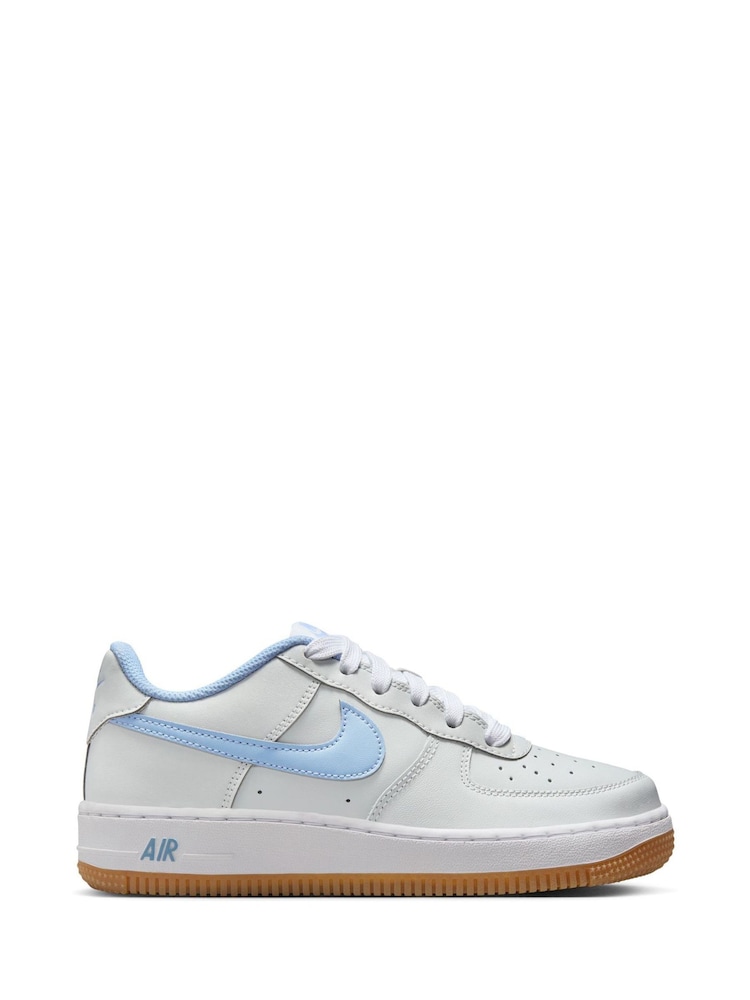 Nike Grey Pyschic Blue Youth Air Force 1 LV8 Trainers - Image 1 of 9