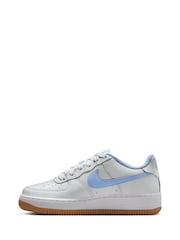 Nike Grey Pyschic Blue Youth Air Force 1 LV8 Trainers - Image 2 of 9