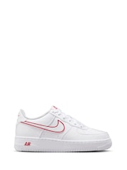Nike White University Red Air Force 1 Youth Trainers - Image 1 of 10