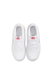 Nike White University Red Air Force 1 Youth Trainers - Image 10 of 10