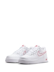 Nike White University Red Air Force 1 Youth Trainers - Image 2 of 10