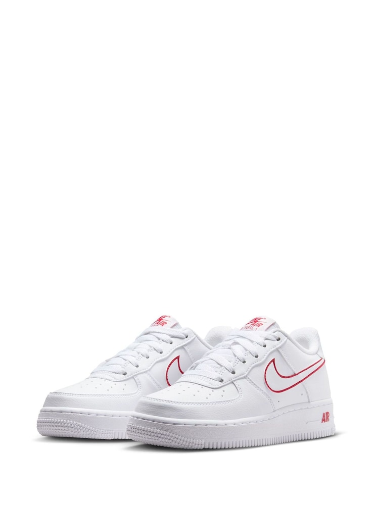 Nike White University Red Air Force 1 Youth Trainers - Image 2 of 10