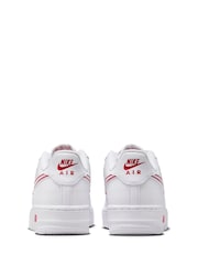 Nike White University Red Air Force 1 Youth Trainers - Image 3 of 10