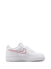 Nike White University Red Air Force 1 Youth Trainers - Image 4 of 10
