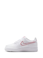 Nike White University Red Air Force 1 Youth Trainers - Image 6 of 10