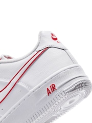 Nike White University Red Air Force 1 Youth Trainers - Image 9 of 10