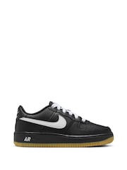 Nike Black/White Gum Sole Air Force 1 LV8 Trainers - Image 1 of 11