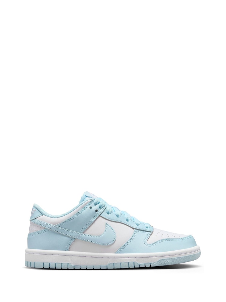 Nike White/Glacier Blue Youth Dunk Low Trainers - Image 1 of 9