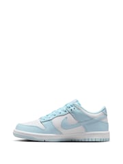 Nike White/Glacier Blue Youth Dunk Low Trainers - Image 2 of 9