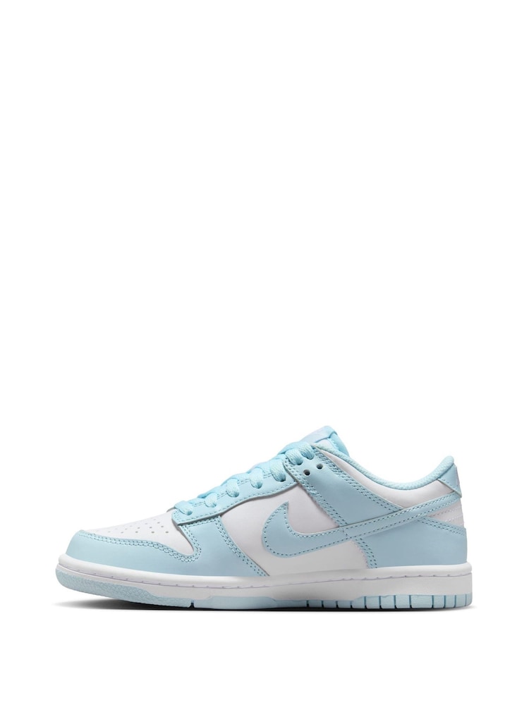 Nike White/Glacier Blue Youth Dunk Low Trainers - Image 2 of 9